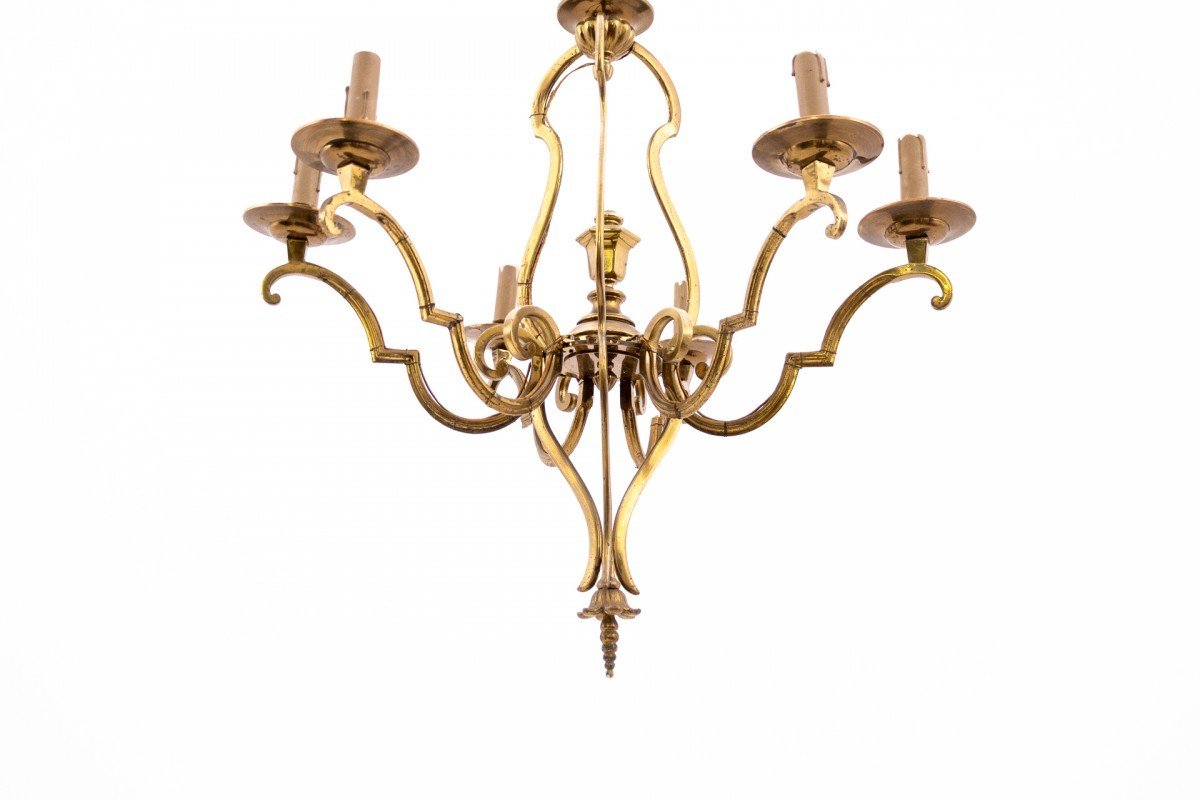 Brass Chandelier, France, Mid-20th Century.-photo-2