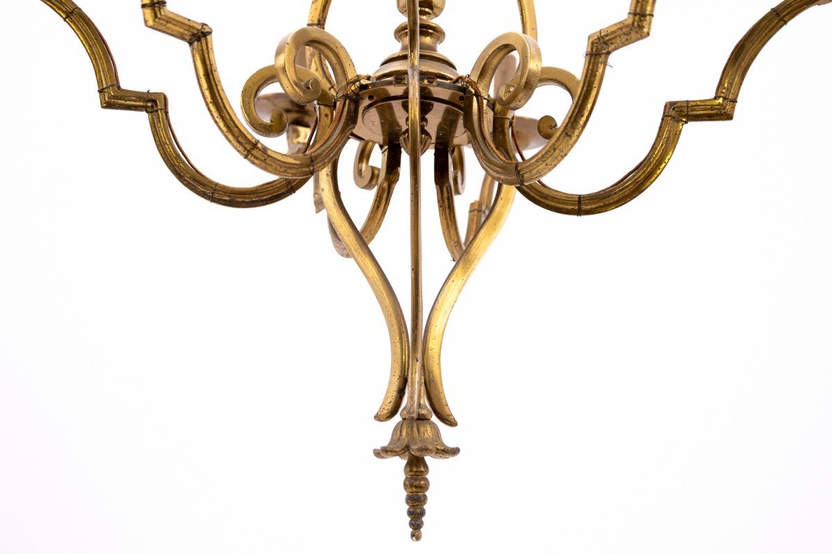 Brass Chandelier, France, Mid-20th Century.-photo-1