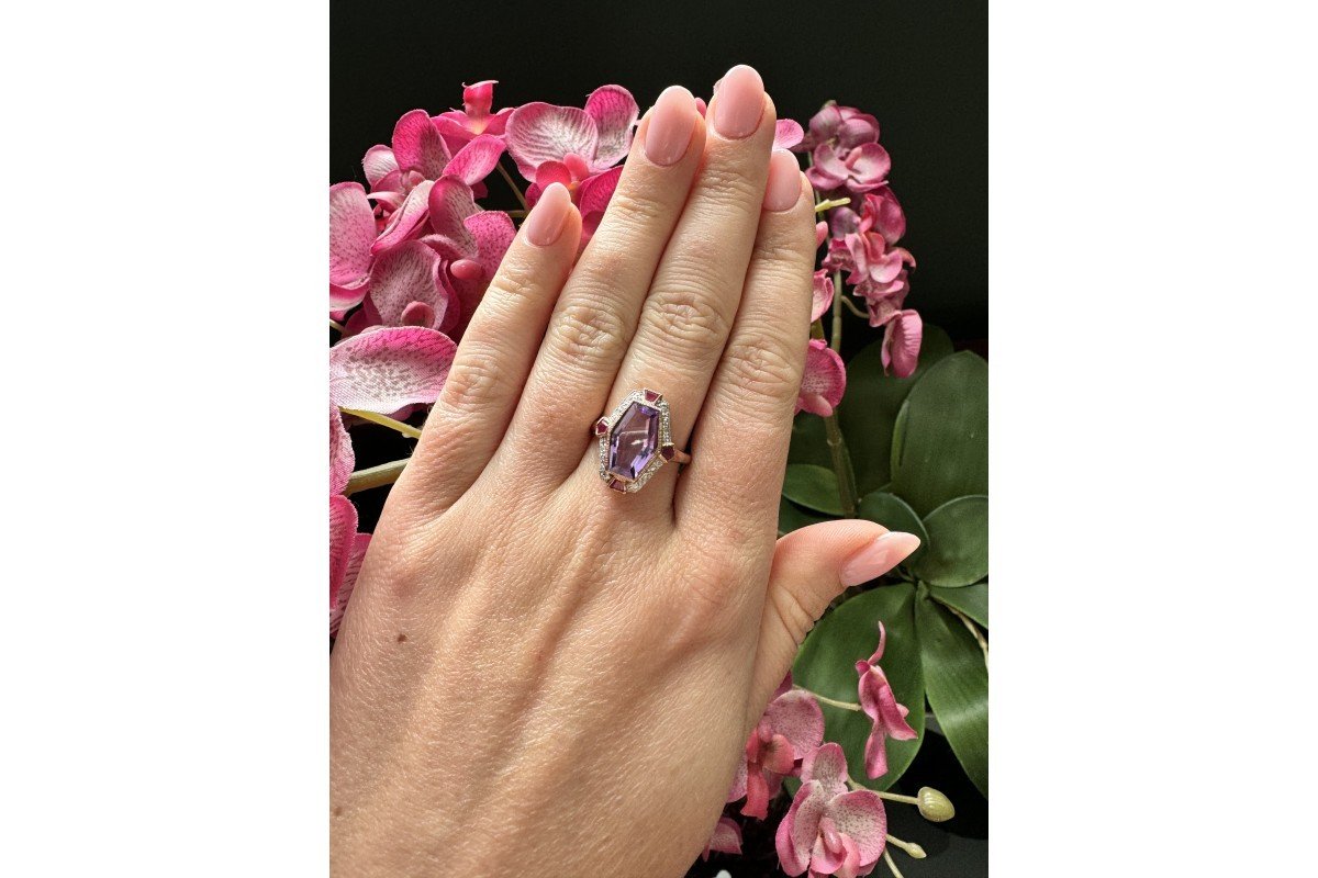 Vintage Amethyst, Ruby And Diamond Ring-photo-2