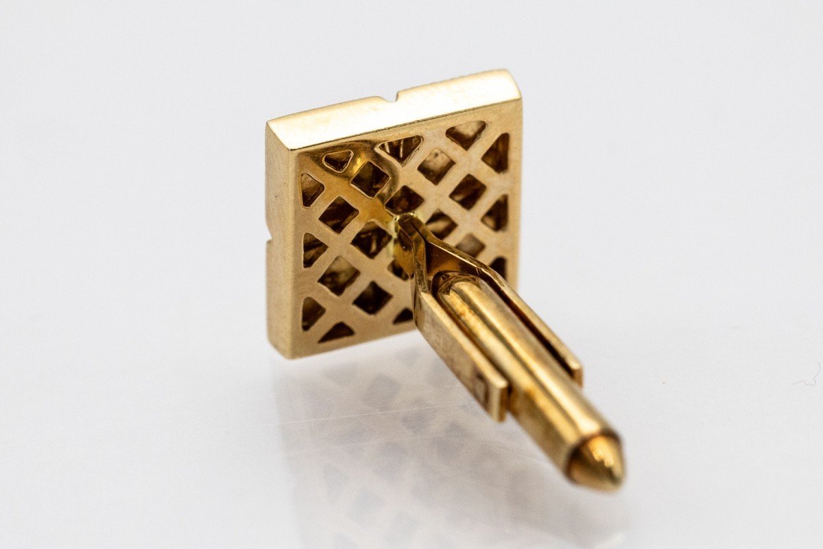 Elegant Gold Cufflinks With Diamonds.-photo-3