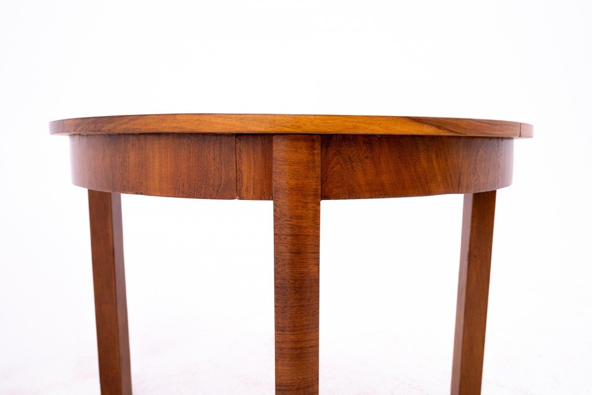 Round Art Deco Style Table, Poland, 1940s. After Renovation.-photo-2