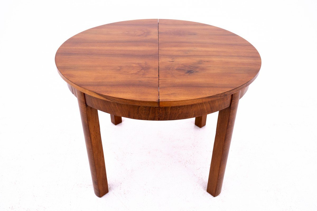 Round Art Deco Style Table, Poland, 1940s. After Renovation.
