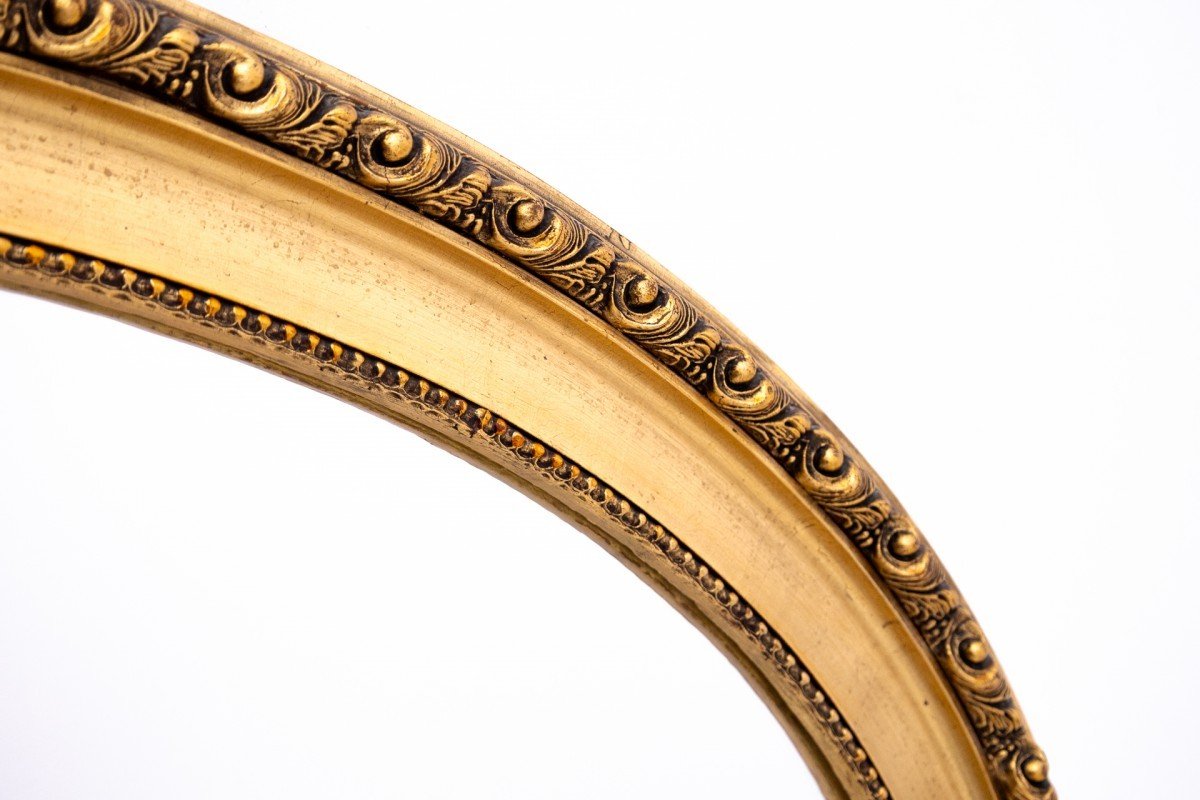 Oval Mirror In A Golden Frame, France, First Half Of The 20th Century.-photo-3