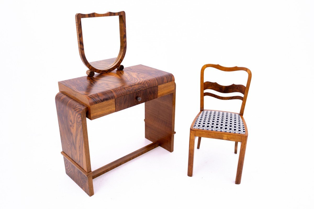 Dressing Table With Art Deco Style Chair, Poland, 1940s.