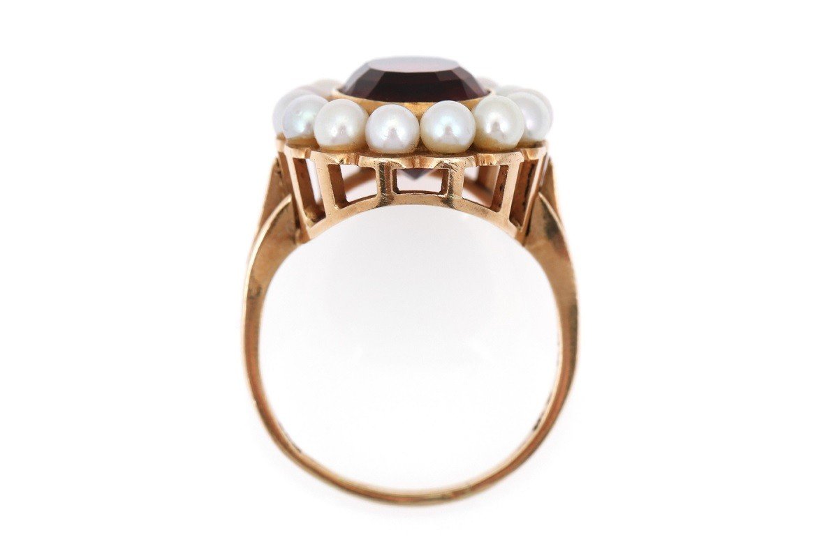 Vintage Gold Ring With Citrine And Pearls.-photo-3