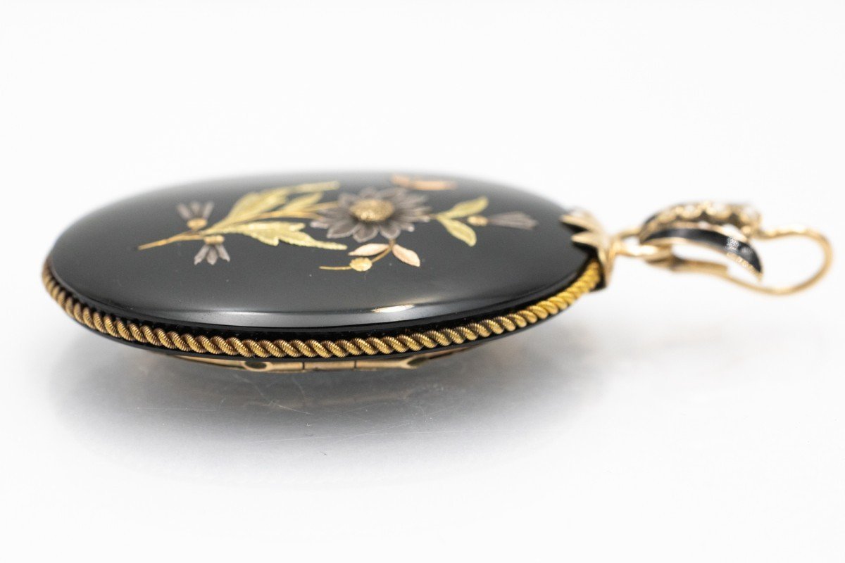 Antique Gold, Onyx And Enamel Photo Frame Locket, Late 19th Century.-photo-2