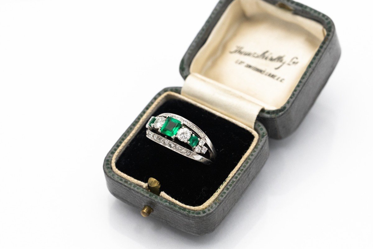 Bague Exclusive Wg Avec émeraudes Et Diamants De 1,00 Ct-photo-2