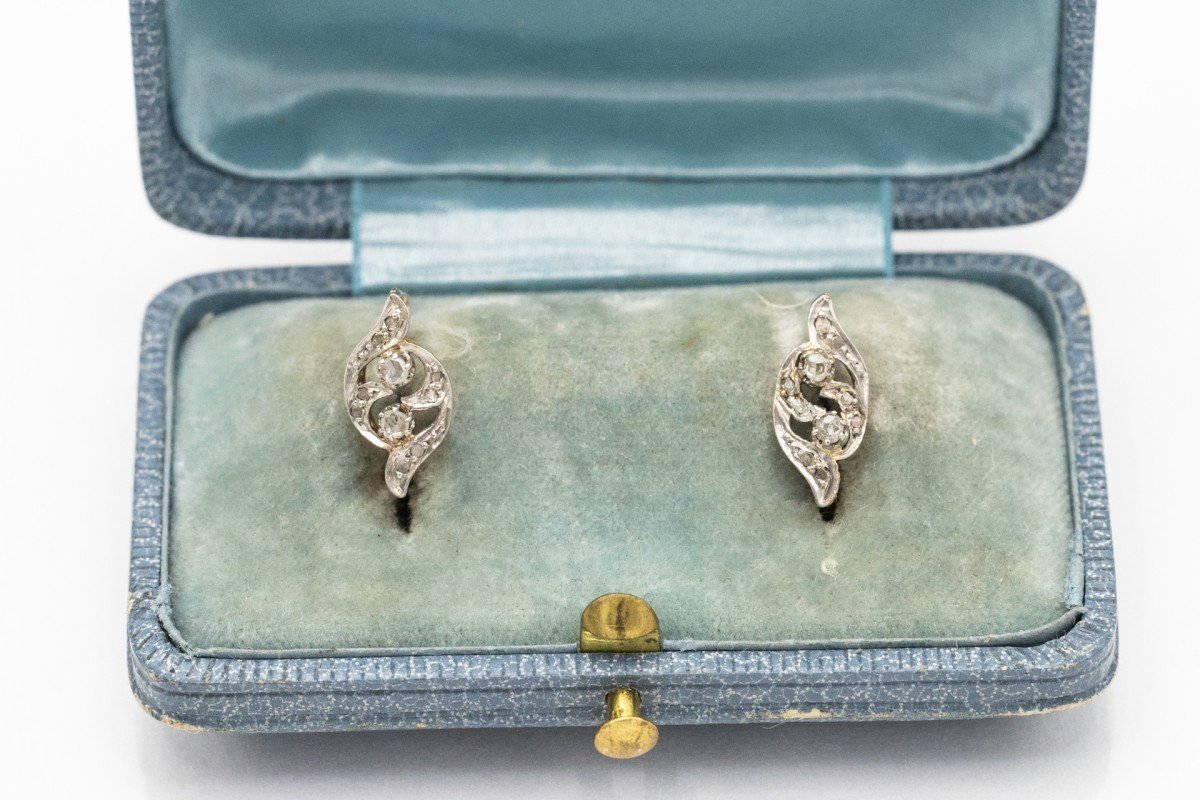 Belle Epoque Gold Earrings With Rose Cut Diamonds