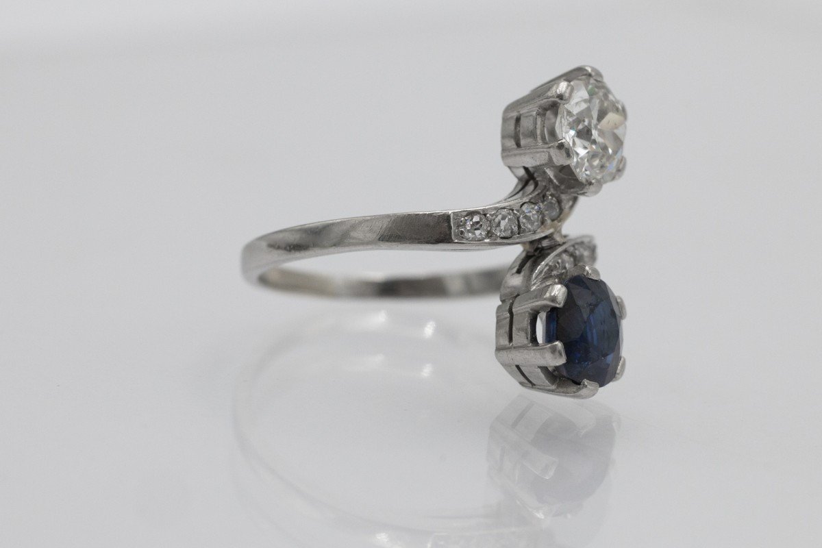 You And Me Ring In Platinum With Sapphire And 1.10ct Diamond-photo-1