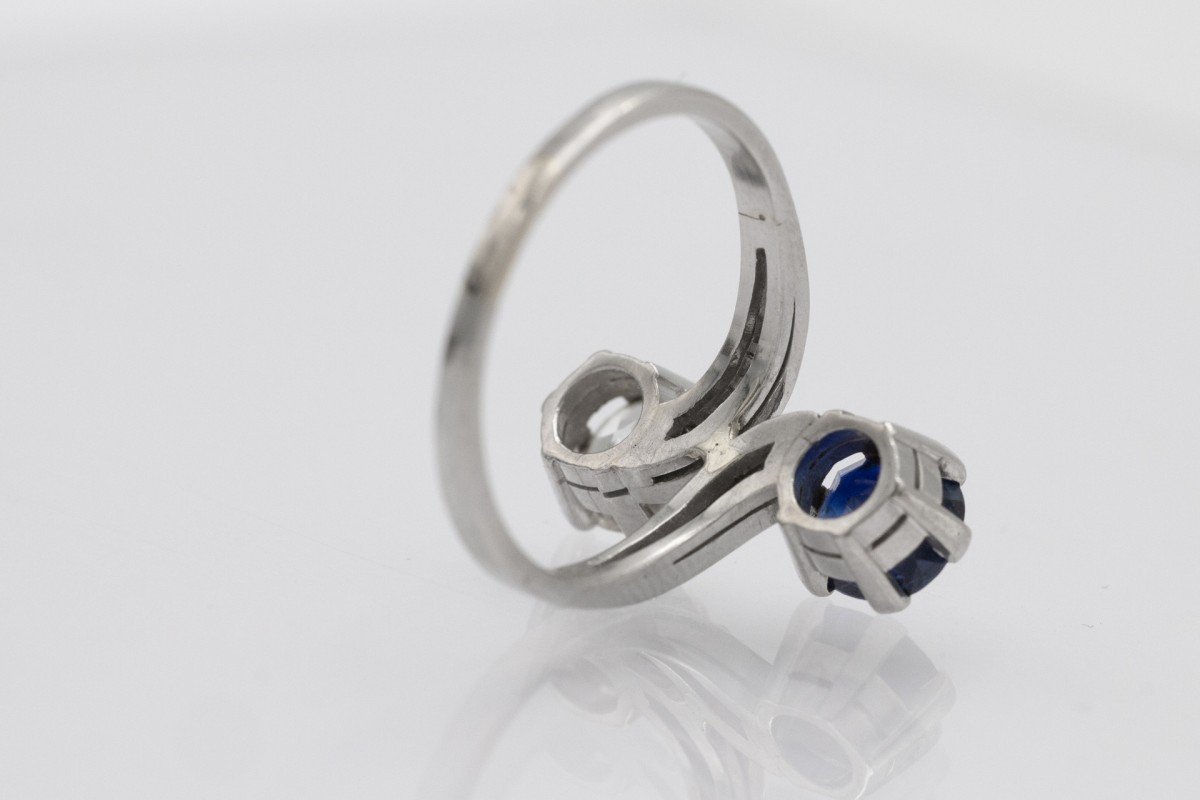 You And Me Ring In Platinum With Sapphire And 1.10ct Diamond-photo-2