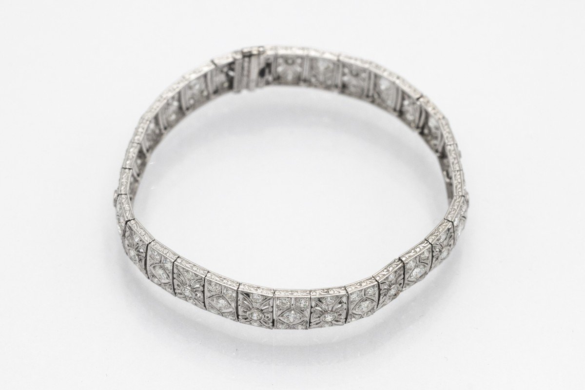 Bracelet En Platine De Style Art Déco Avec 5.60ct Diamants.-photo-1