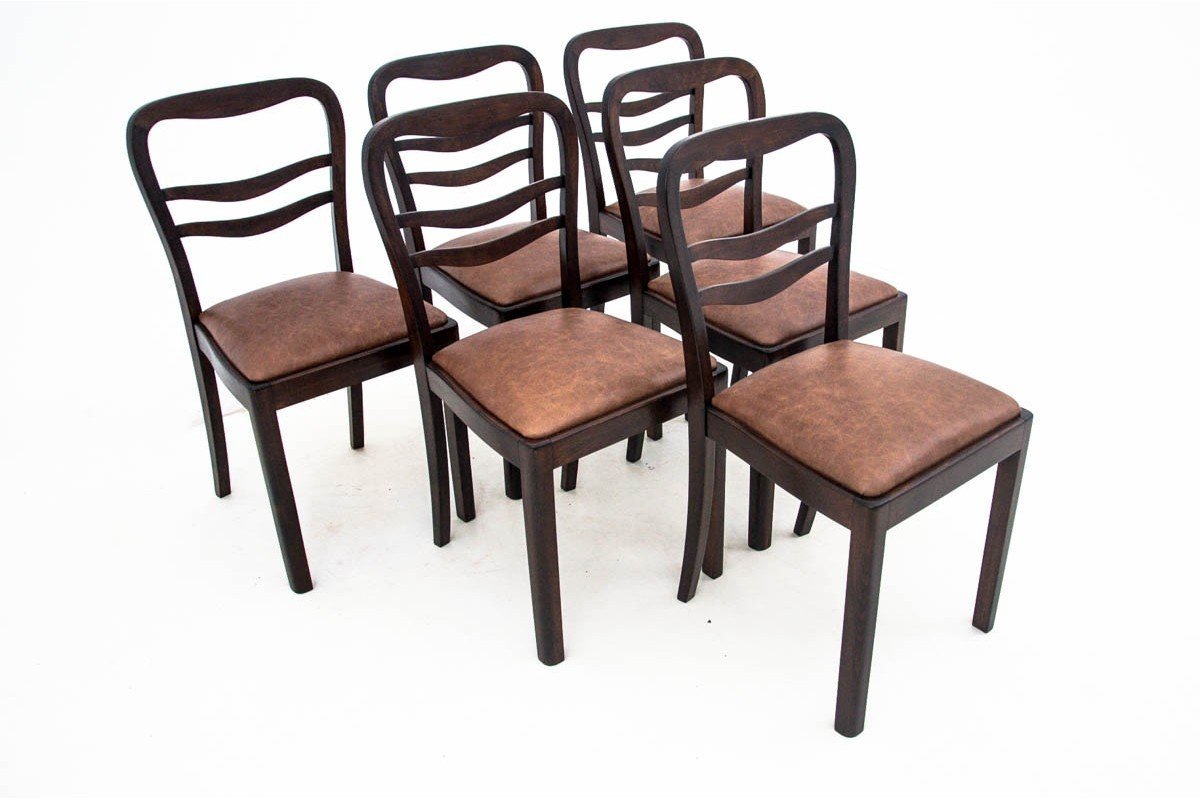 Art Deco Style Extendable Table With 6 Chairs, Poland, 1940s.-photo-6