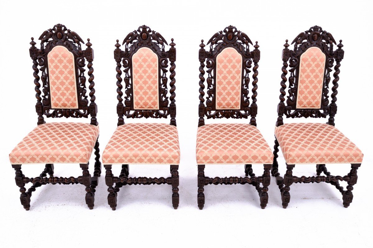  Table With Four Chairs, Renaissance Style, Germany, Circa 1870-photo-2