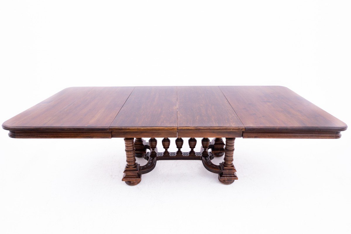 Antique Large Dining Table With Chairs, Western European.-photo-8