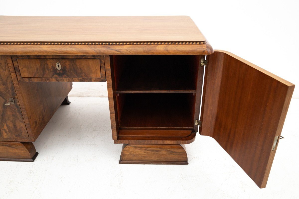 An Impressive Art Deco Desk With Chair, Poland, Circa 1930.-photo-1