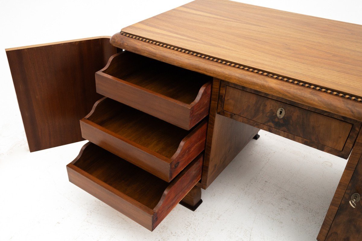 An Impressive Art Deco Desk With Chair, Poland, Circa 1930.-photo-2