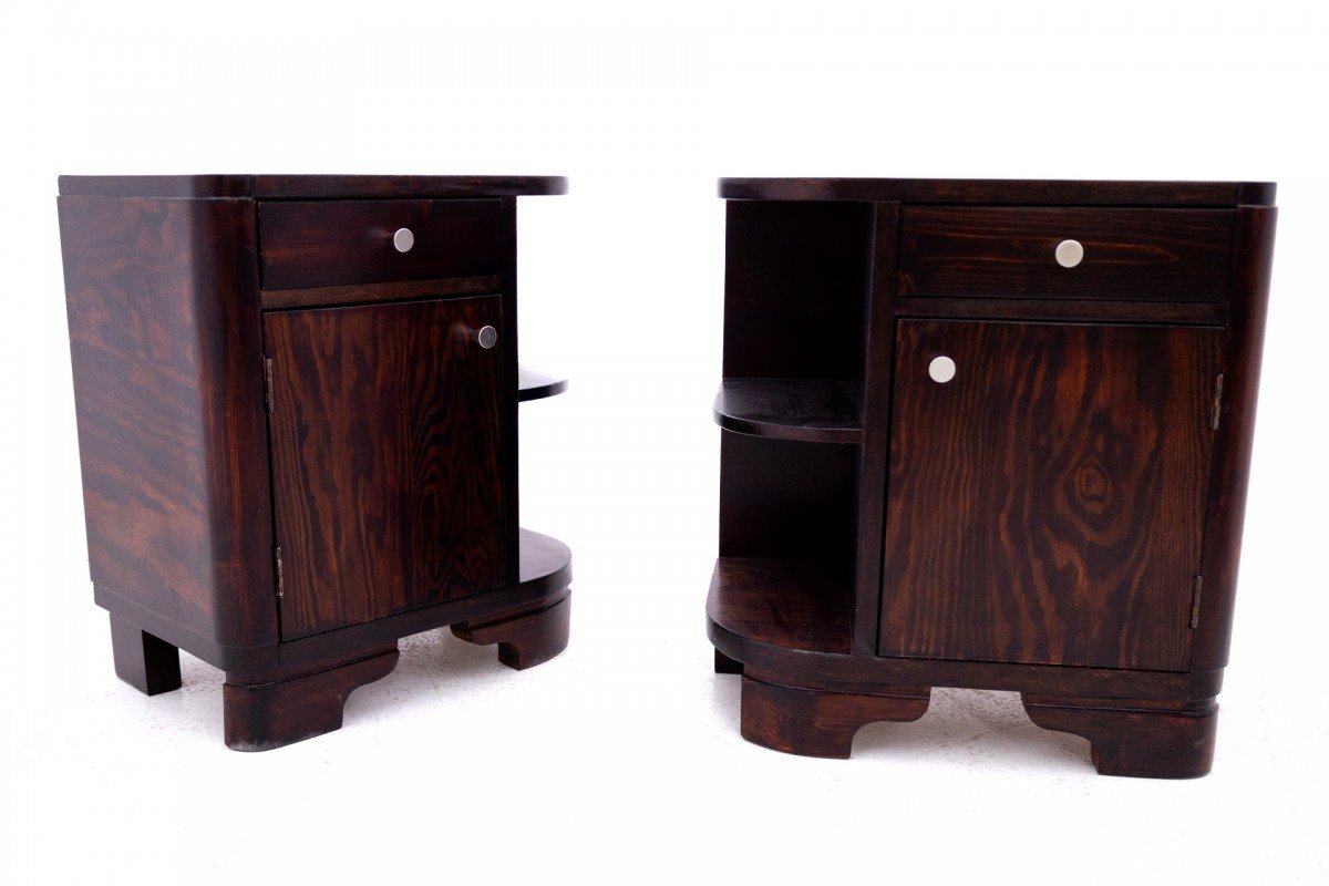 Pair Of Art Deco Bedside Tables, Poland, 1950s.-photo-2