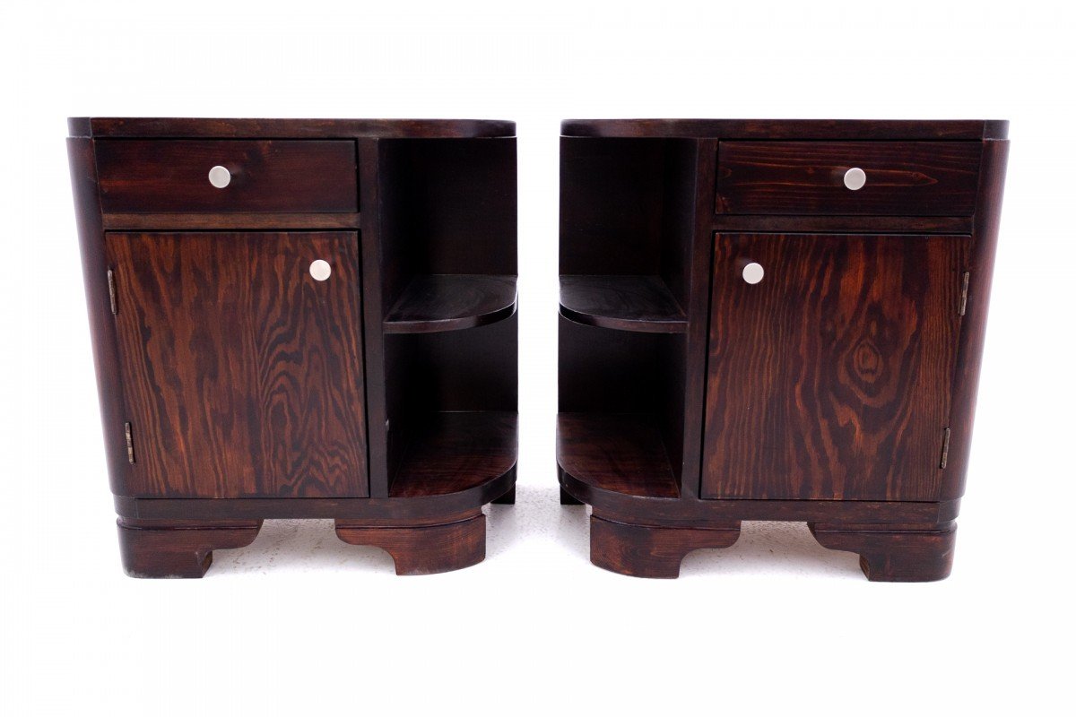 Pair Of Art Deco Bedside Tables, Poland, 1950s.-photo-3