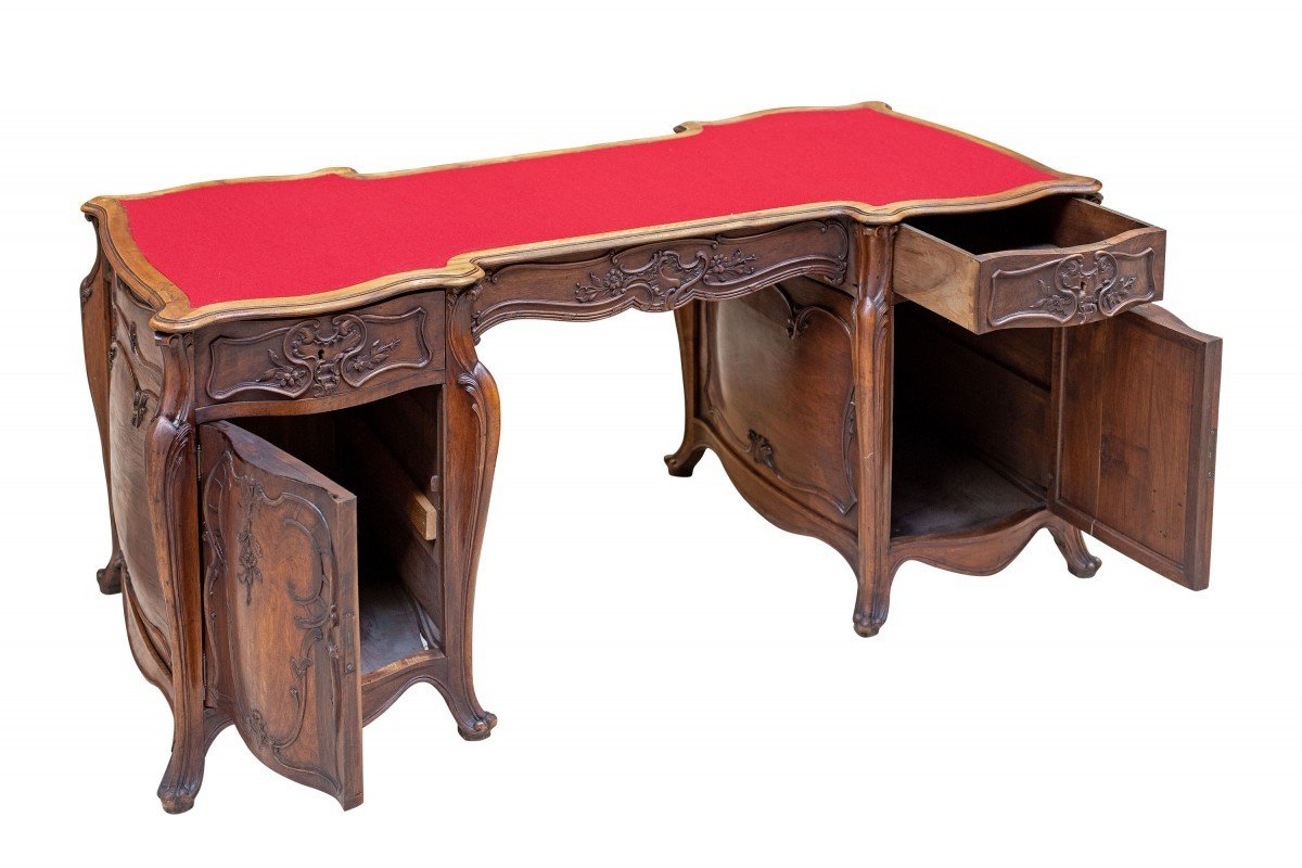 Walnut Desk, France, Ca. 1860.-photo-1