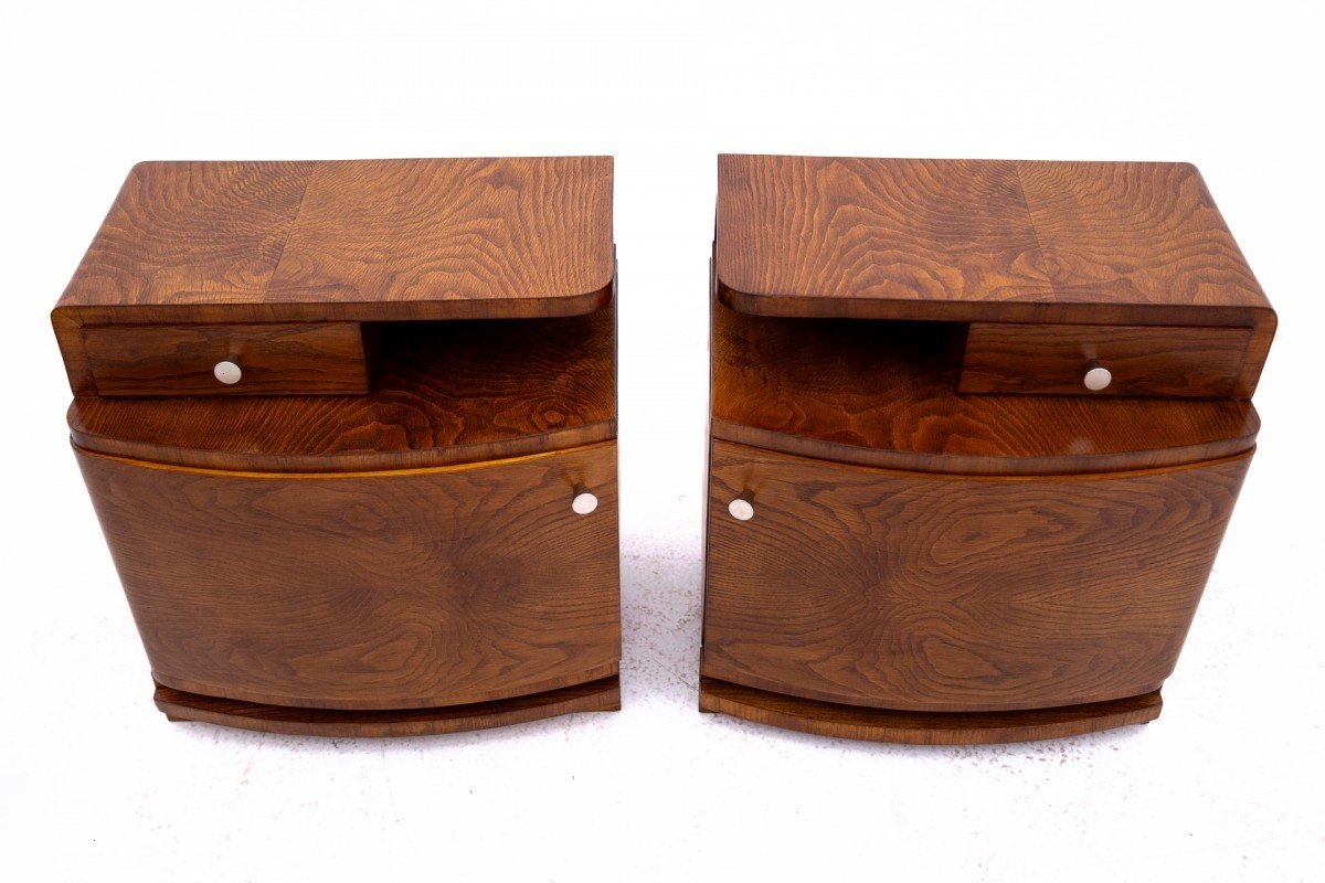 Art Deco Bedside Tables, Poland, 1950s. -photo-2