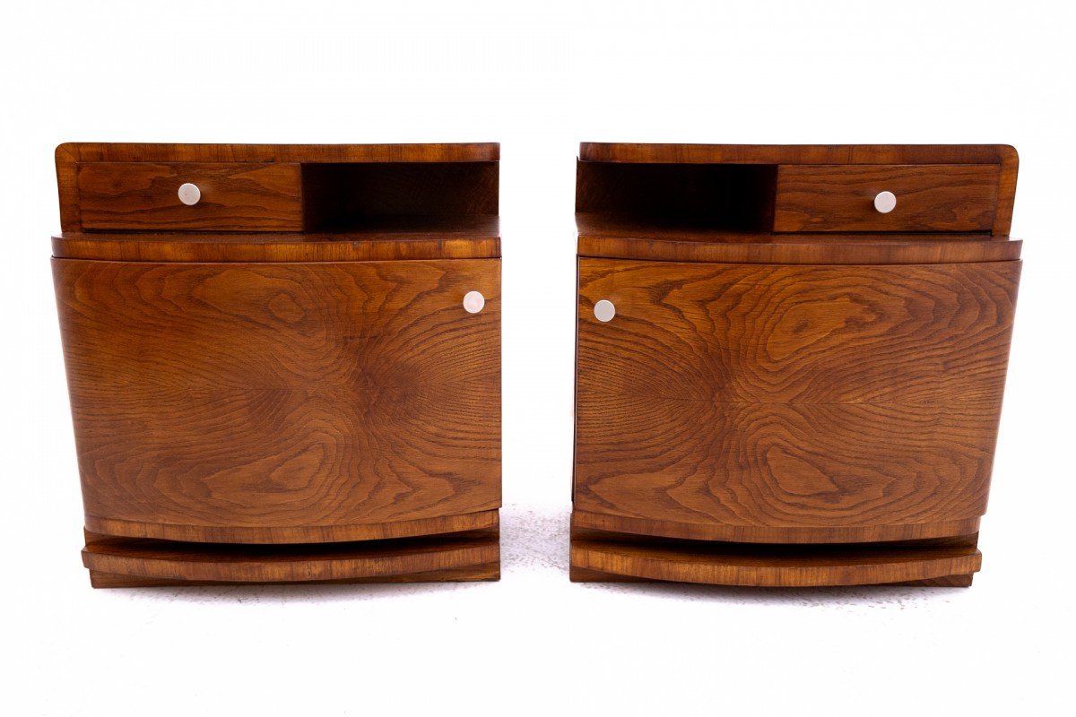 Art Deco Bedside Tables, Poland, 1950s. -photo-3