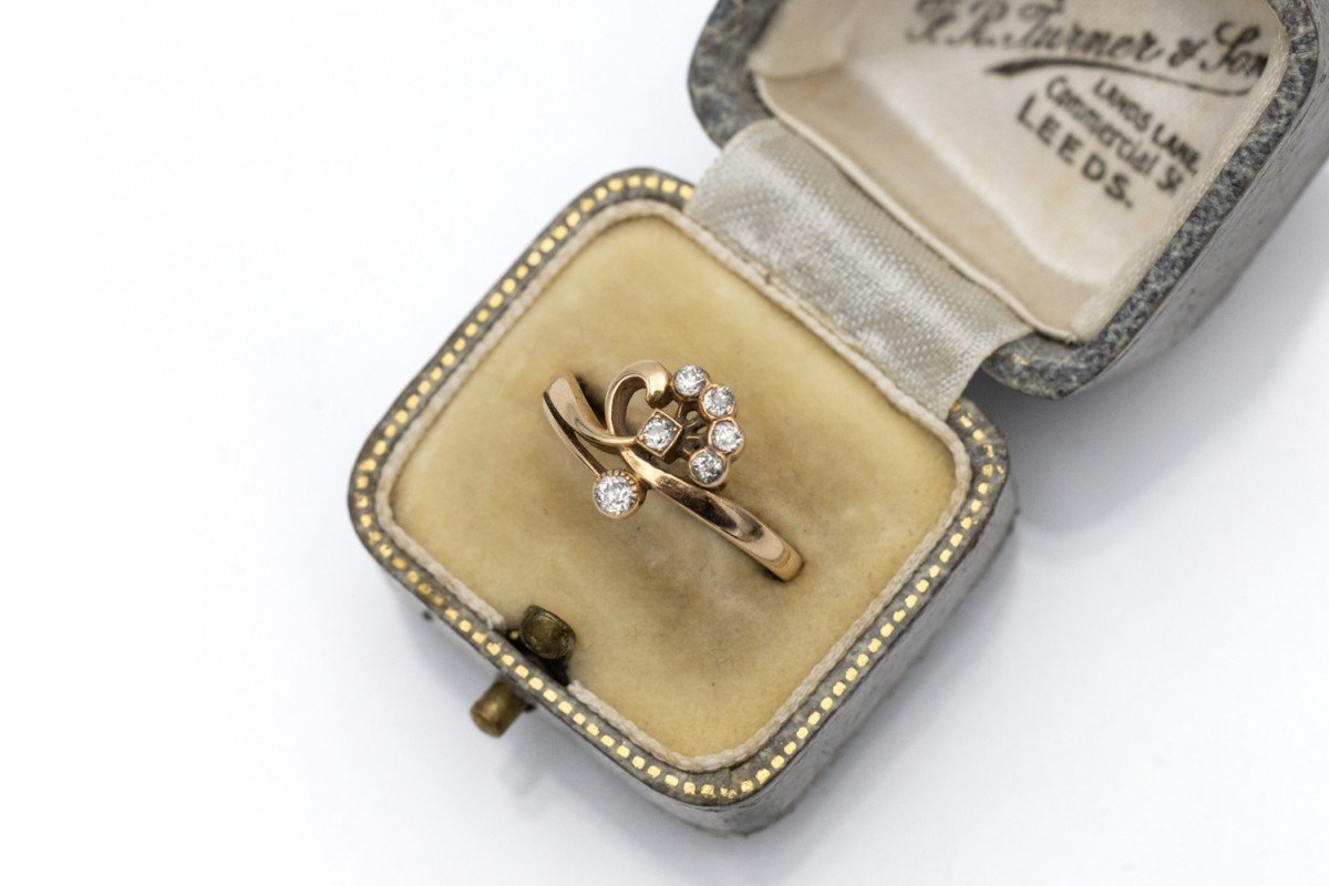 Antique Art Nouveau Diamond Ring, Austria-hungary, Vienna, Early 20th Century-photo-3