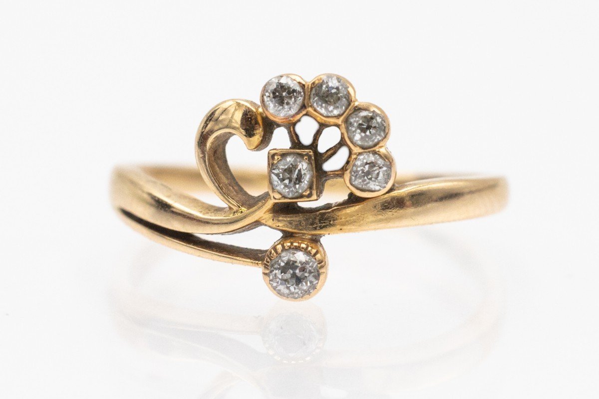 Antique Art Nouveau Diamond Ring, Austria-hungary, Vienna, Early 20th Century