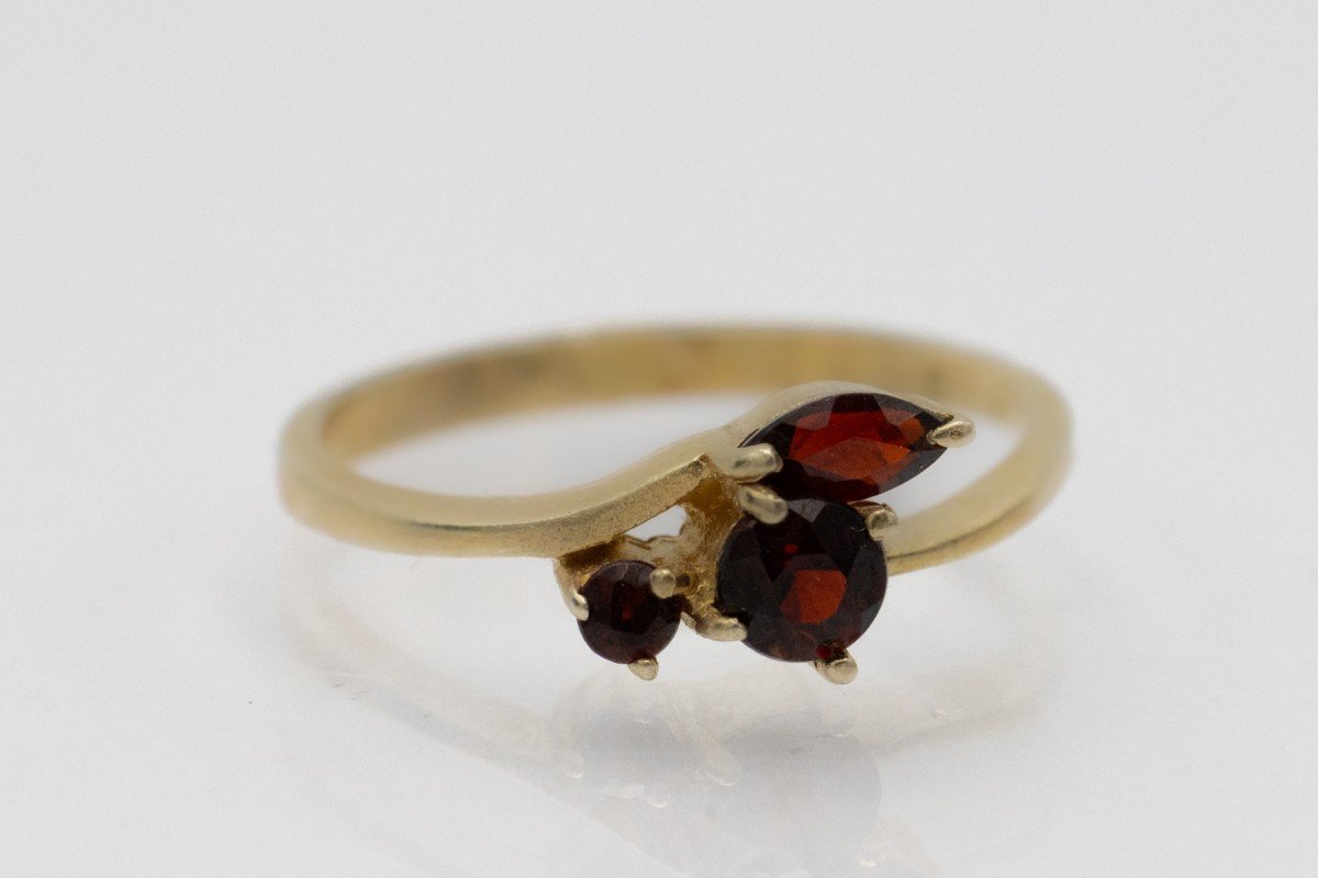 Vintage Gold Plated Garnet Ring.-photo-3