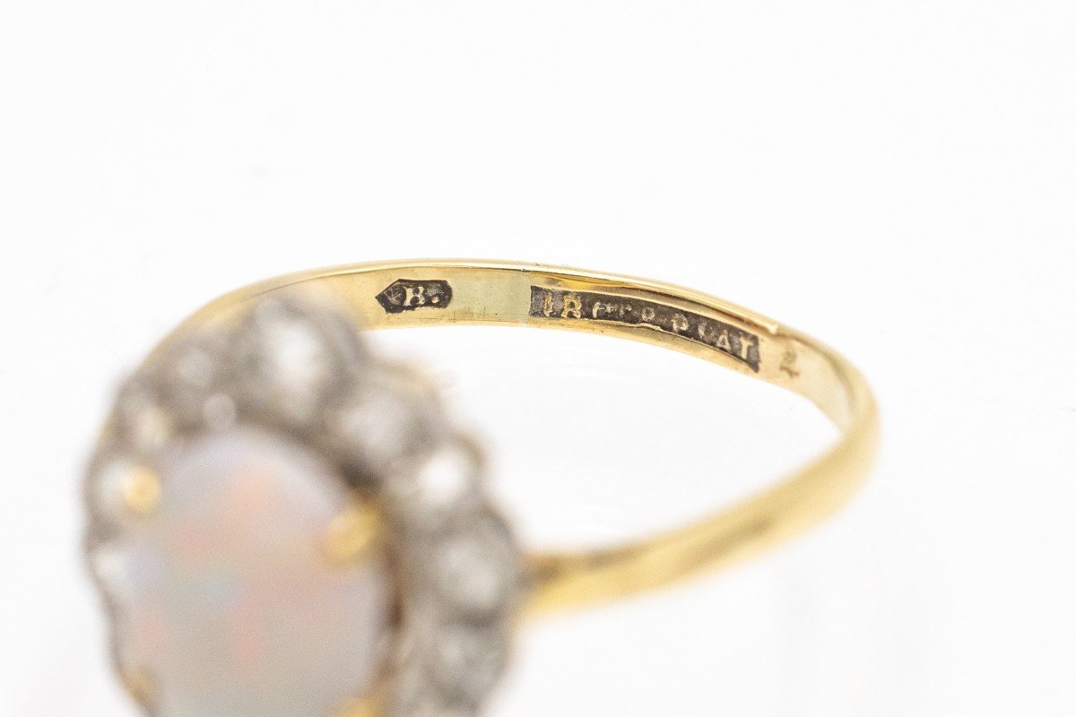 Antique Gold Ring With Opal And Diamonds.-photo-2