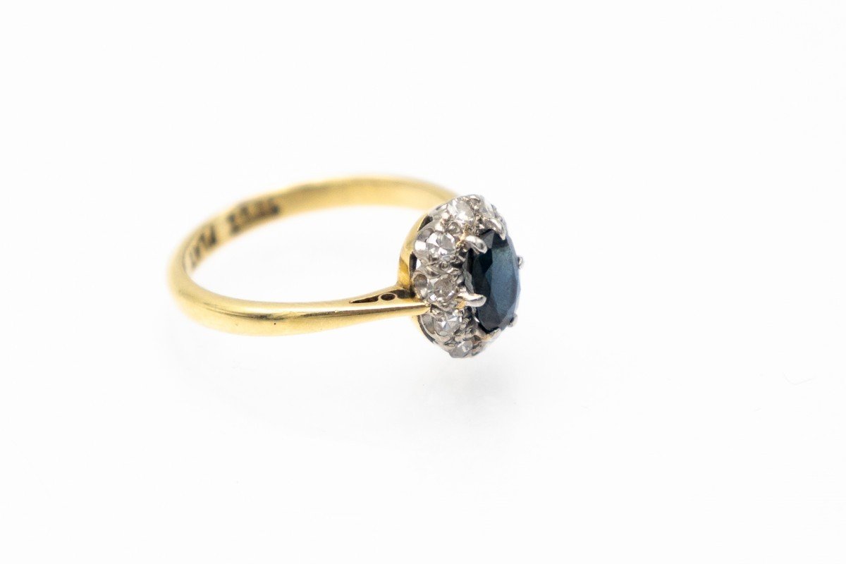 Antique Sapphire And Diamond Ring, 1st Half Of The 20th Century-photo-2