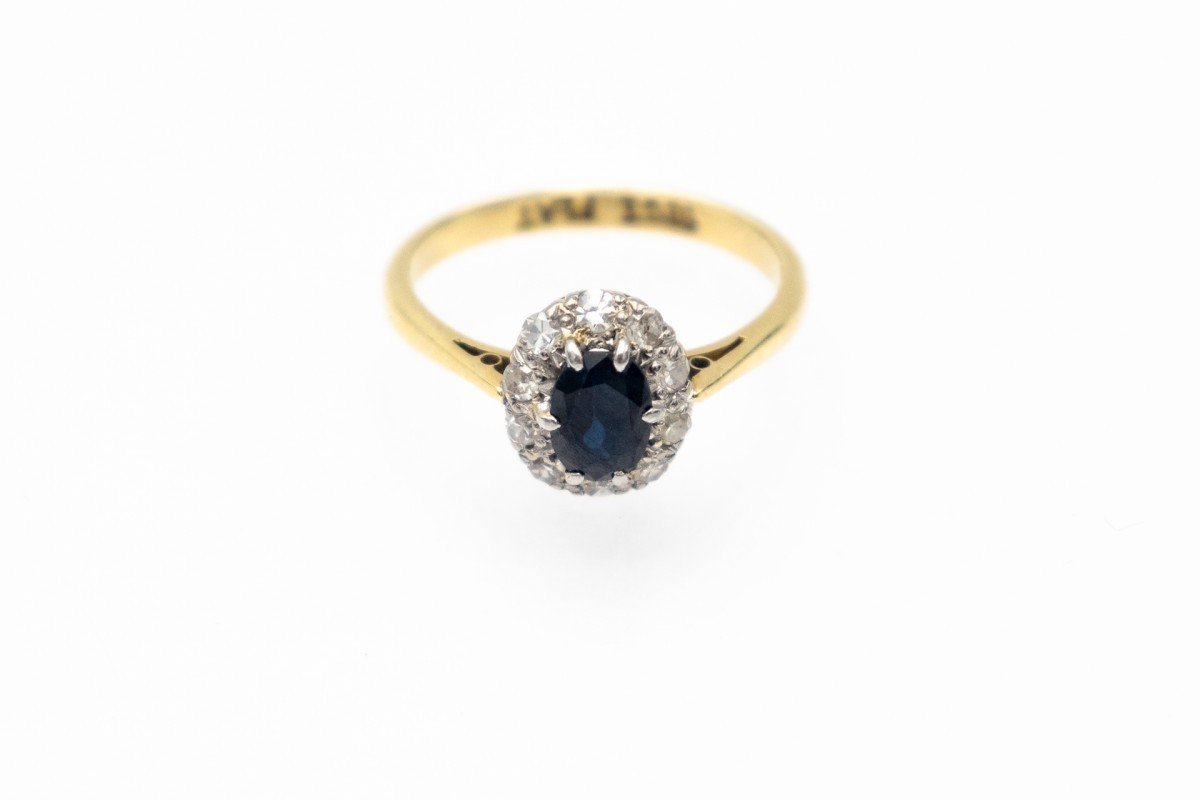 Antique Sapphire And Diamond Ring, 1st Half Of The 20th Century-photo-4