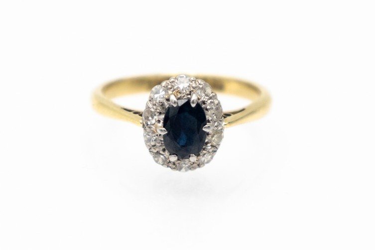 Antique Sapphire And Diamond Ring, 1st Half Of The 20th Century