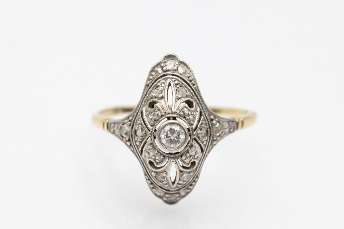 Art Deco Gold Ring With Diamonds, Western Europe, Circa 1930s.-photo-1