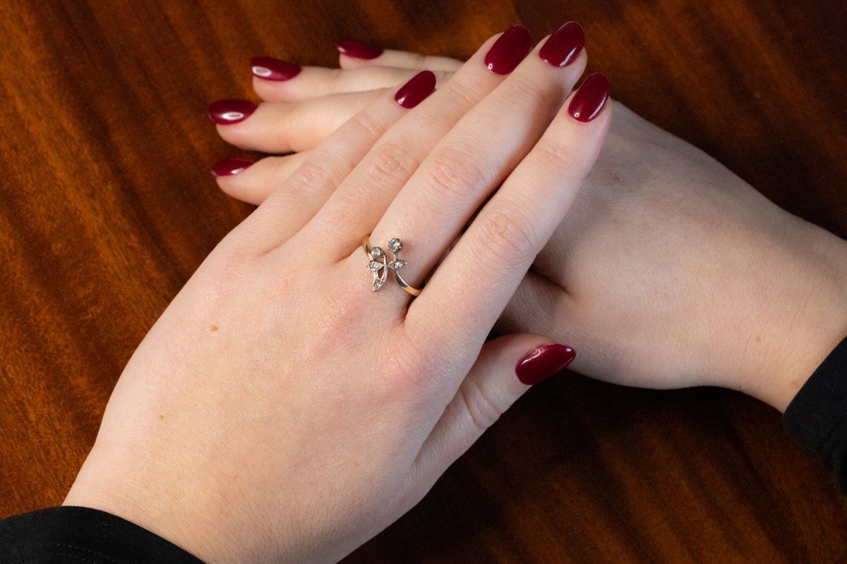 Bague Unique Art Nouveau Avec Diamant, Vers 1900.-photo-1