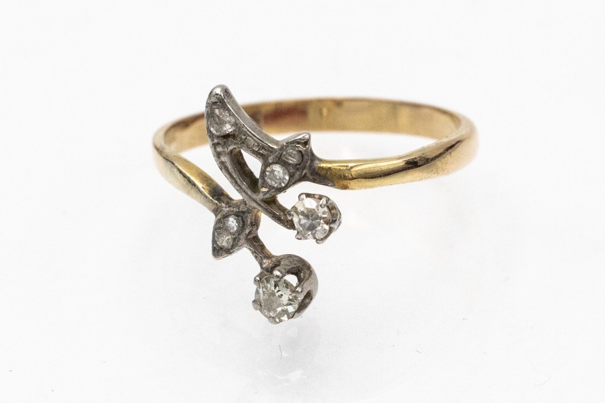 Bague Unique Art Nouveau Avec Diamant, Vers 1900.-photo-2