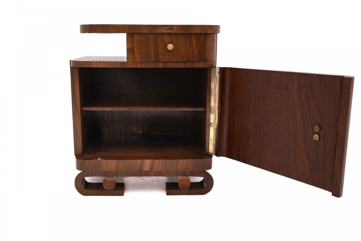 A Pair Of Art Deco Walnut Bedside Tables.-photo-1