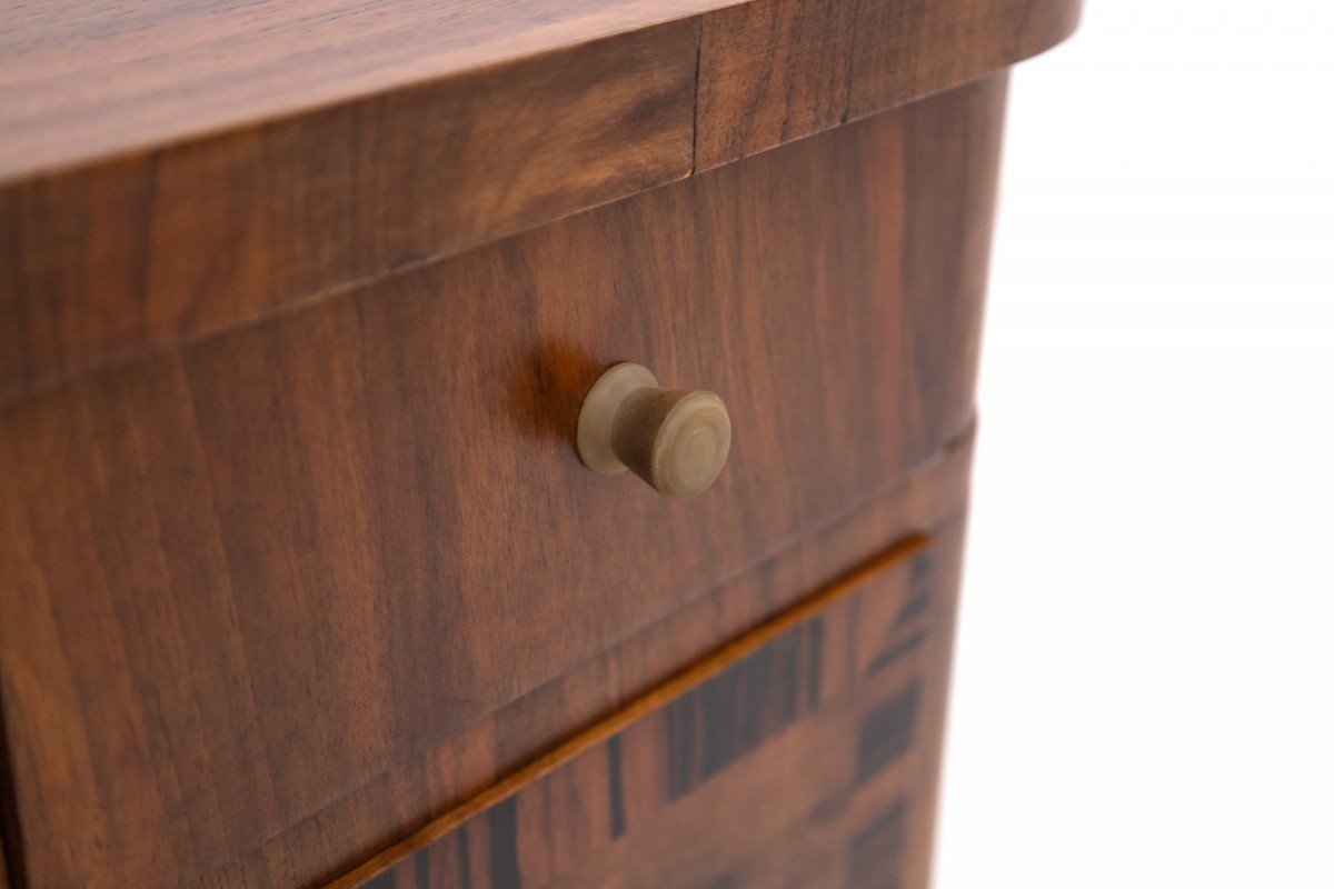 A Pair Of Art Deco Walnut Bedside Tables.-photo-4