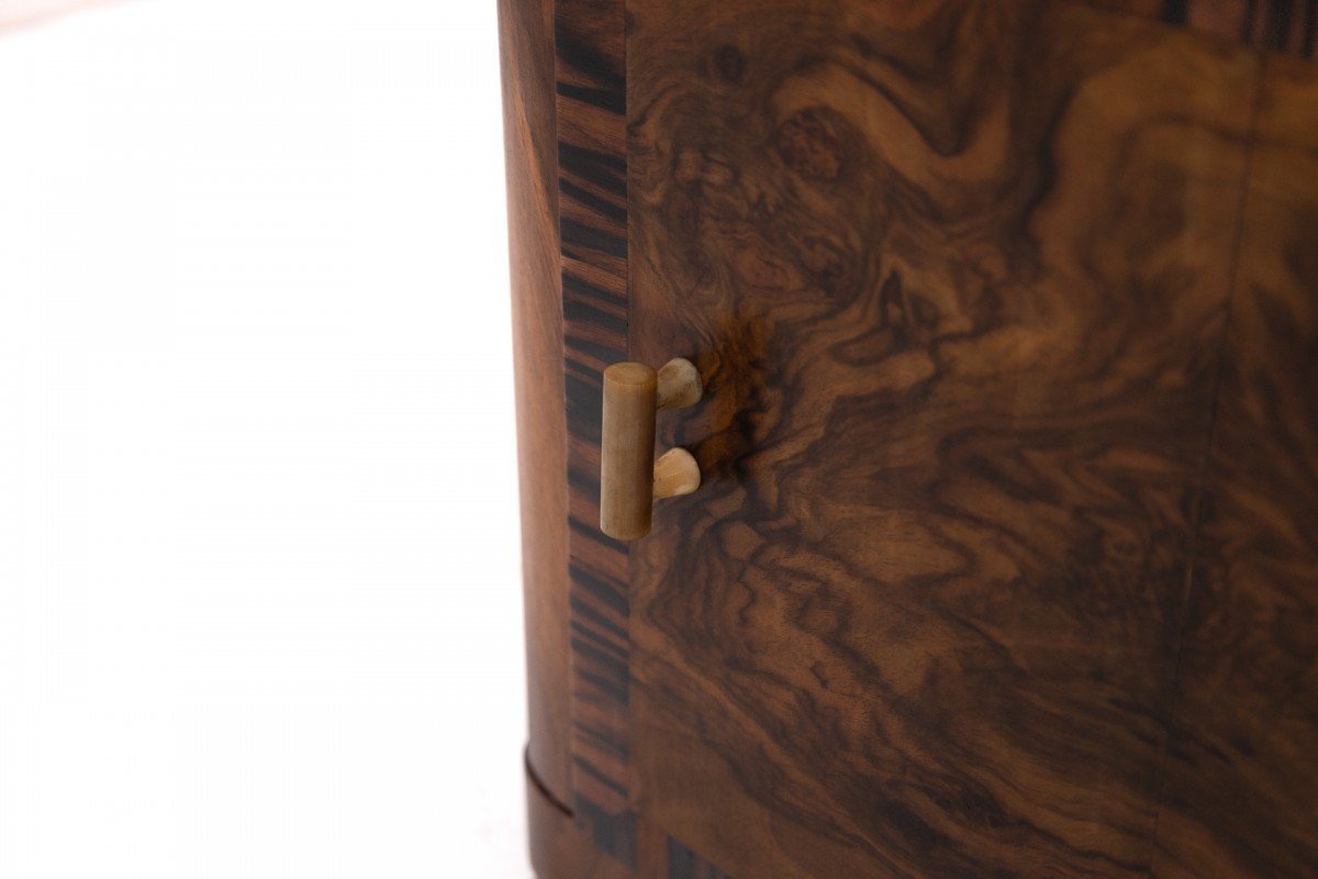 A Pair Of Art Deco Walnut Bedside Tables.-photo-5