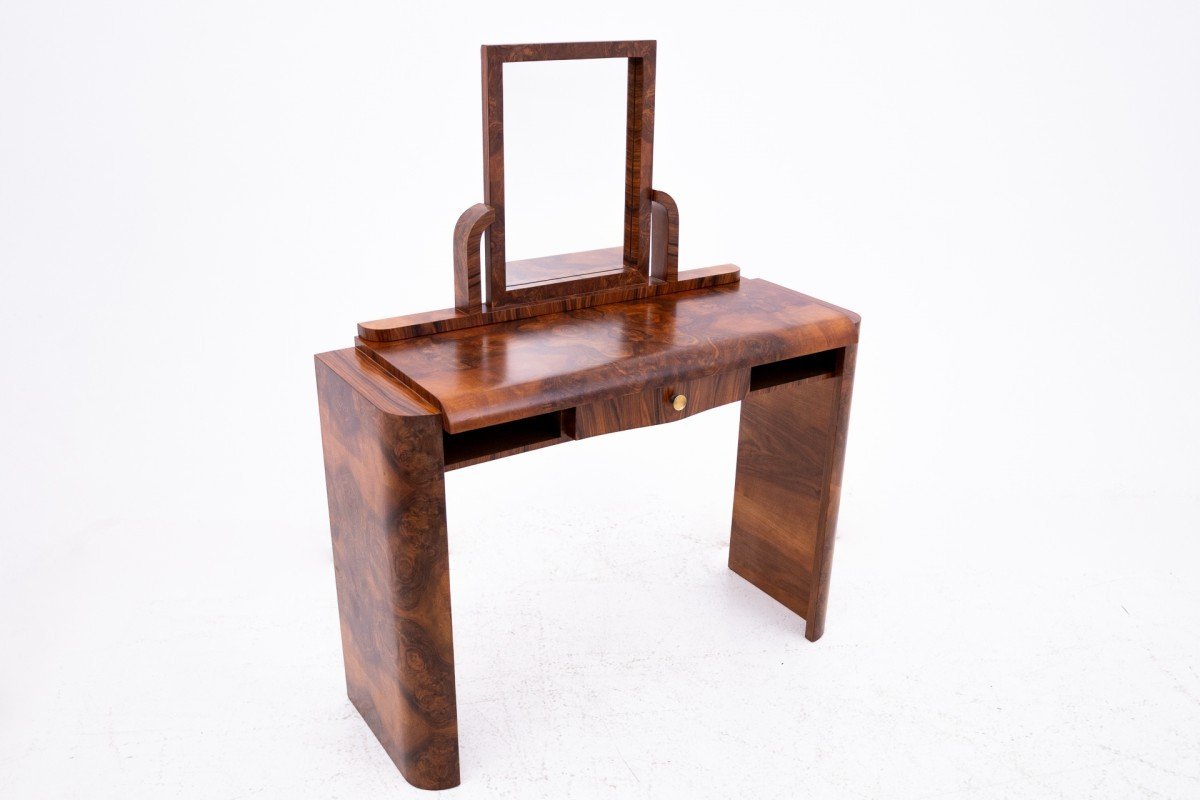 Art Deco Dressing Table With Chair, Poland, Ca. 1930.-photo-3