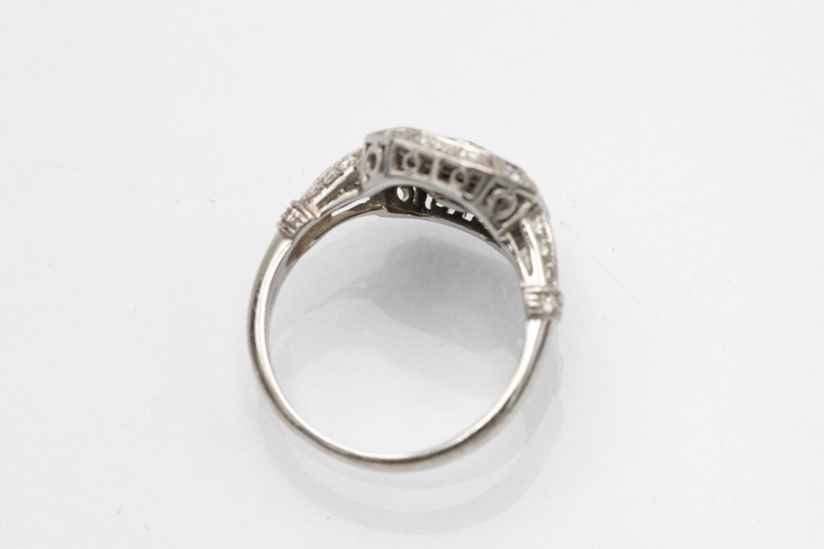 Art Deco Ring In White Gold With Onyx And Diamonds-photo-3