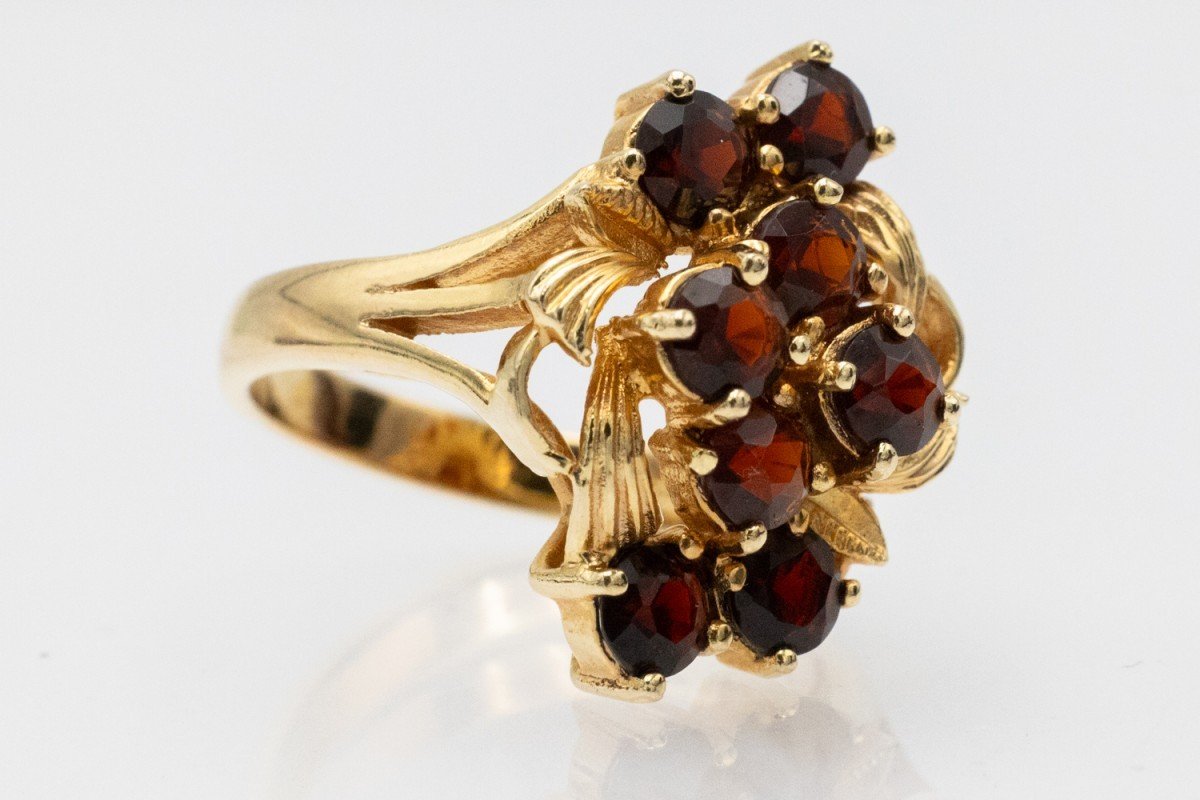 Elegant Vintage Gold Plated Ring With Garnets-photo-3