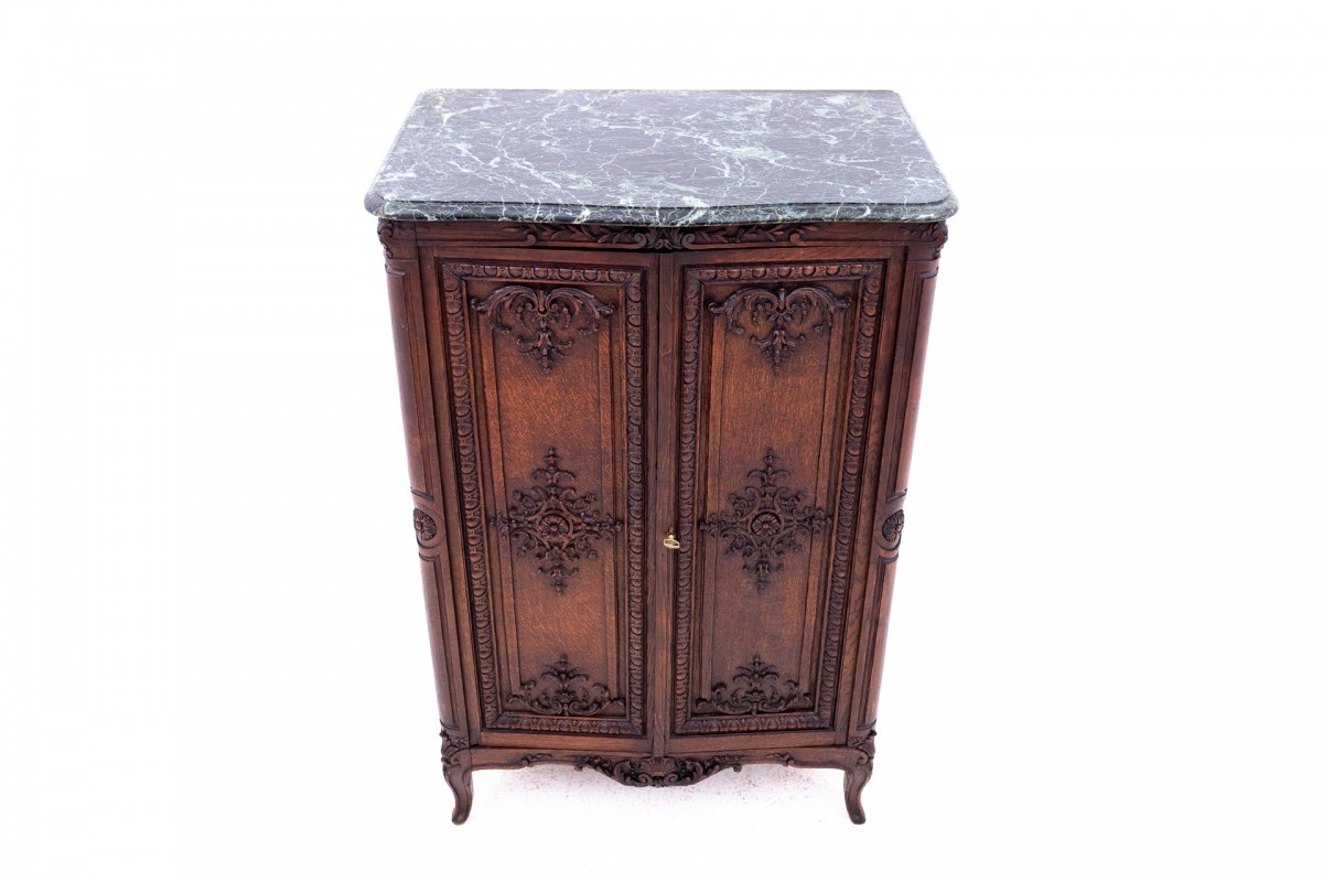 Antique Chest Of Drawers With Stone Top, France, Late 19th Century.