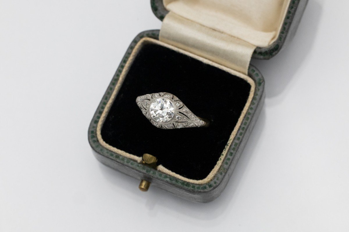 Bague Art Déco Avec Un Diamant Taille Ancienne, Environ 1,00 Ct, 1920/1930s-photo-3