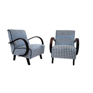 Pair Of Art Deco Armchairs From The 1930s. Armchairs Designed By J. Halabala.