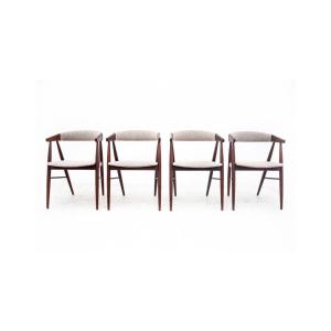 Four Teak Chairs By Ejner Larsen & Aksel Bender Madsen, Denmark, 1960s, After Res