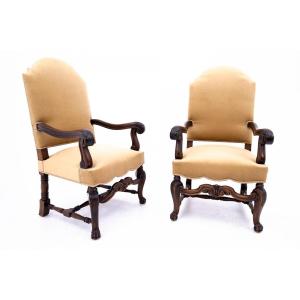 A Pair Of Antique Armchairs, Western Europe, Circa 1900. After Renovation
