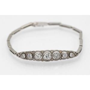 Ancien Bracelet Art Déco Avec Diamants, Années 1930.