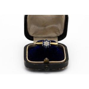 Old Gold Ring With Diamonds And Sapphires, Great Britain, Mid-20th Century.
