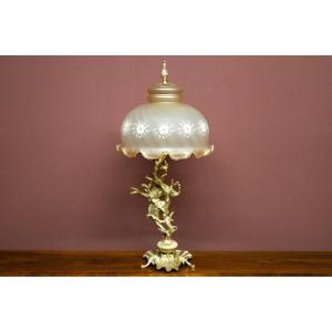 Table Lamp With A High Base.