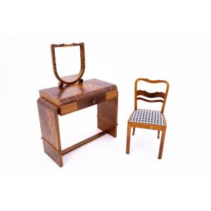 Dressing Table With Art Deco Style Chair, Poland, 1940s.